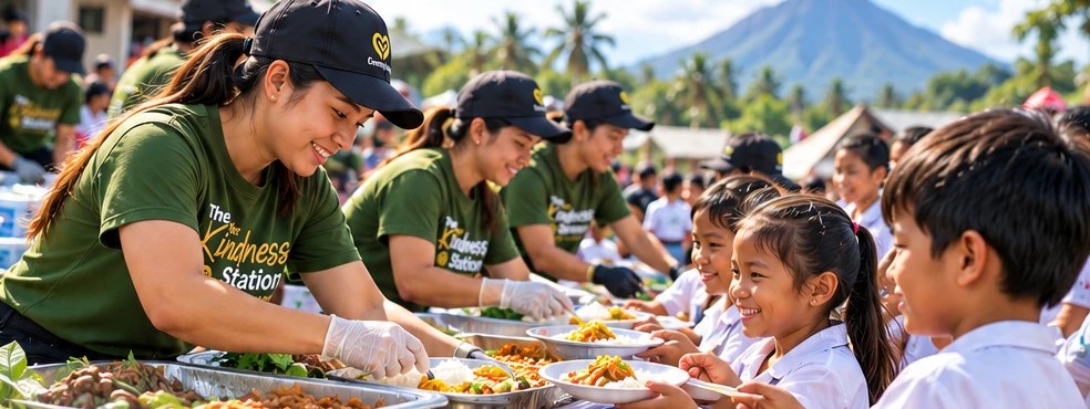 Kindness Warriors serving meals to schoolchildren